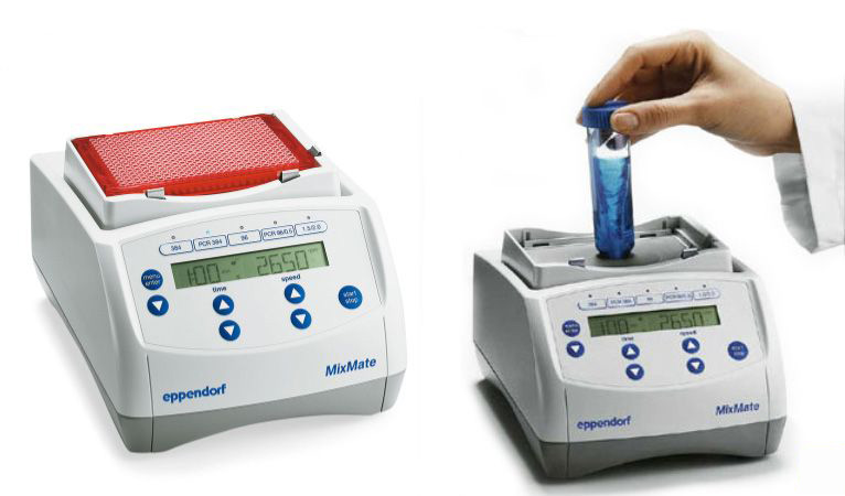 MixMate Eppendorf Вортекс-шейкер, амплитуда 3/1,5 мм, до 3500/3000 об/мин, с 3 держателями 0,5/1,5/2,0 мл, ПЦР-планшет Eppendorf