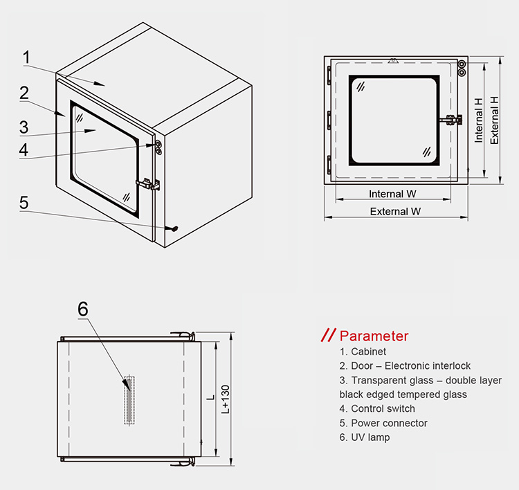 PBG-400 Стандартный передаточный шлюз окно 400*400*400 mm KLC Cleantech Co., Ltd